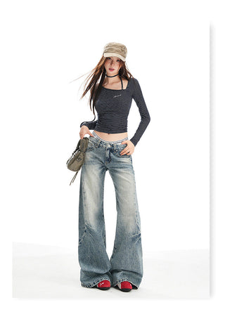 washed mop jeans