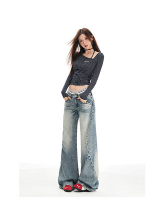 washed mop jeans