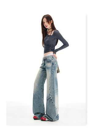 washed mop jeans