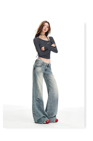 washed mop jeans