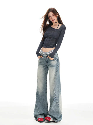 washed mop jeans