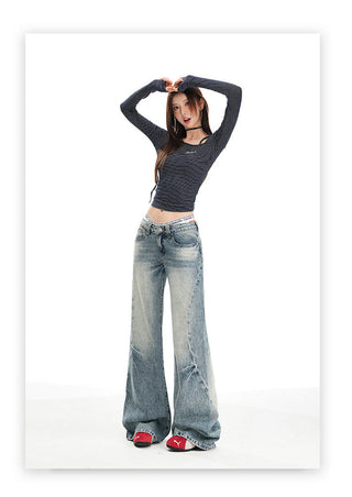 washed mop jeans