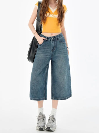 cropped denim shorts