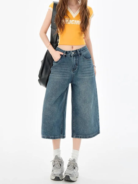 cropped denim shorts