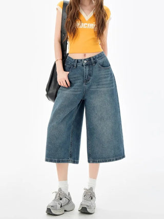 cropped denim shorts