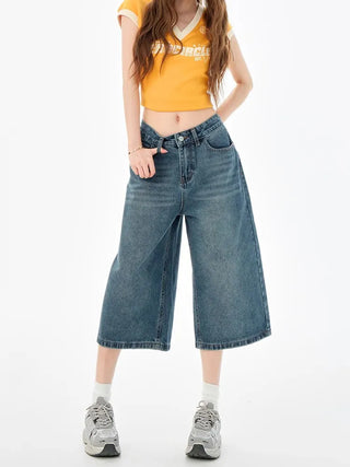 cropped denim shorts