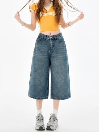 cropped denim shorts