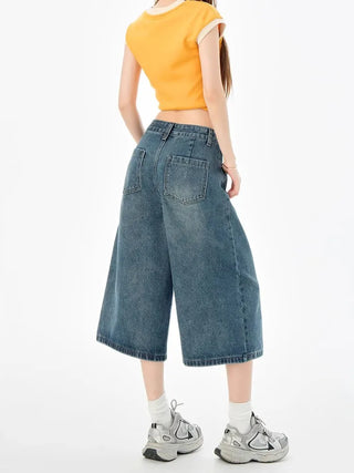 cropped denim shorts