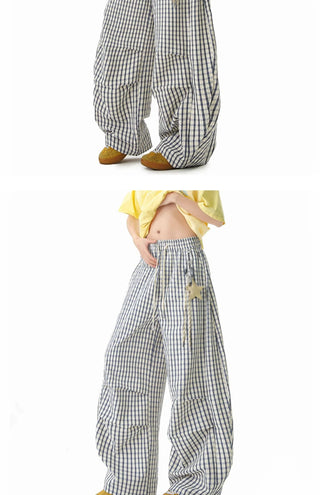 Canvas Grid Wide Pants