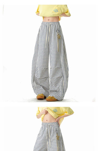Canvas Grid Wide Pants