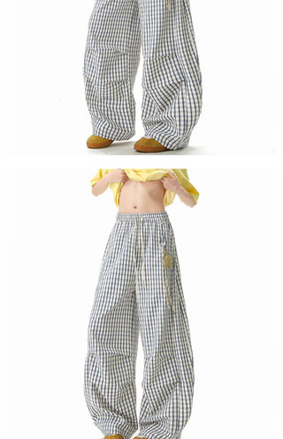 Canvas Grid Wide Pants