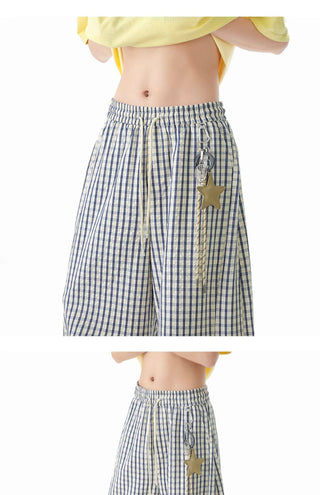 Canvas Grid Wide Pants