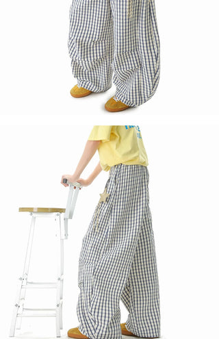 Canvas Grid Wide Pants