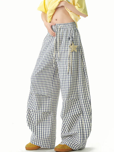 Canvas Grid Wide Pants