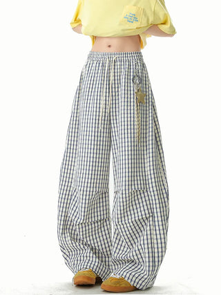 Canvas Grid Wide Pants