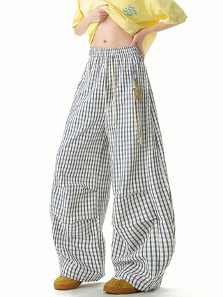 Canvas Grid Wide Pants