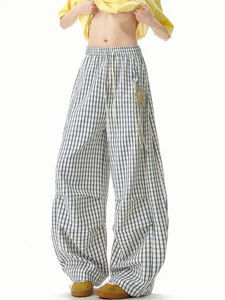 Canvas Grid Wide Pants