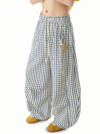 Canvas Grid Wide Pants