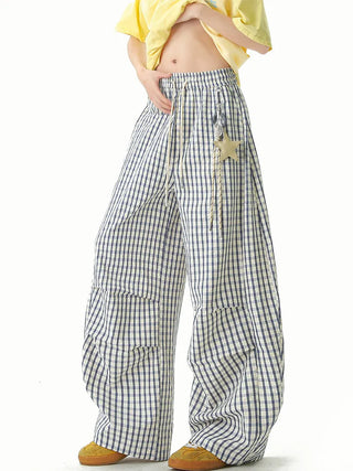 Canvas Grid Wide Pants