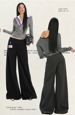 gray wool wide pants
