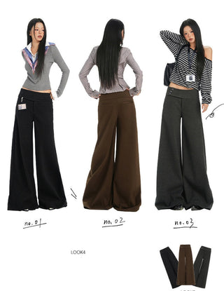 gray wool wide pants