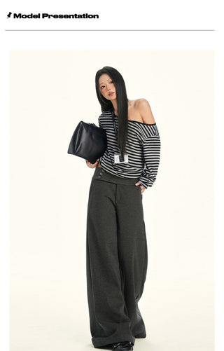 gray wool wide pants