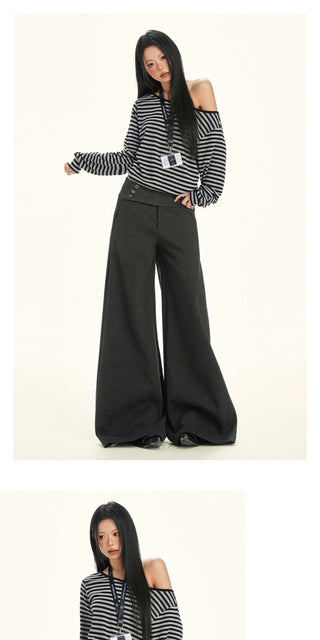 gray wool wide pants