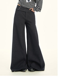 gray wool wide pants