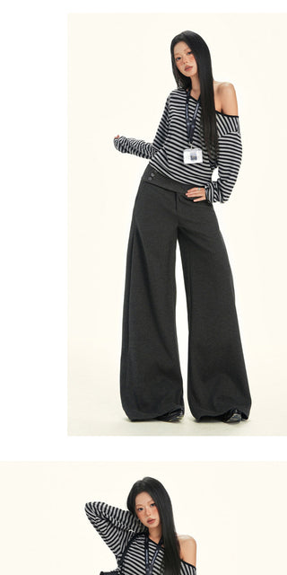 gray wool wide pants
