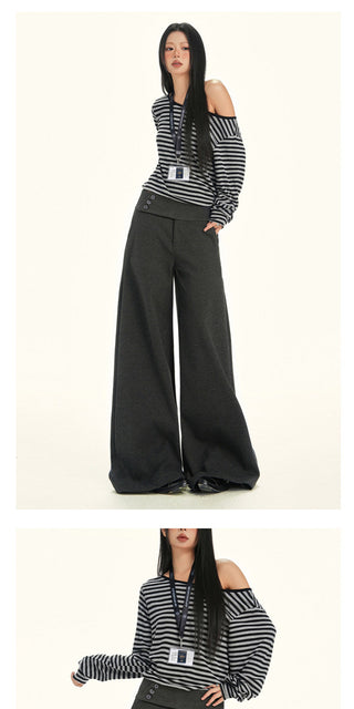 gray wool wide pants