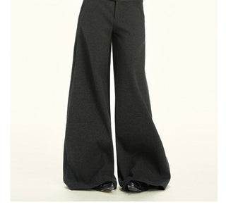 gray wool wide pants