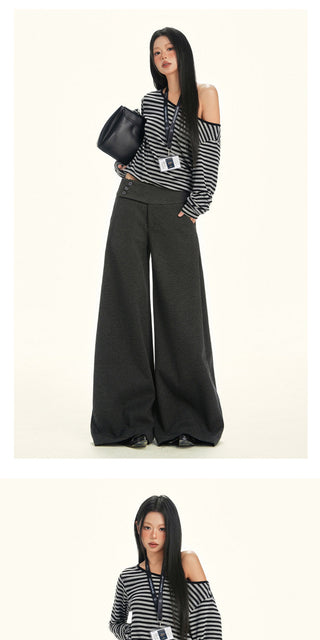 gray wool wide pants