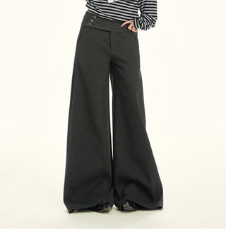 gray wool wide pants