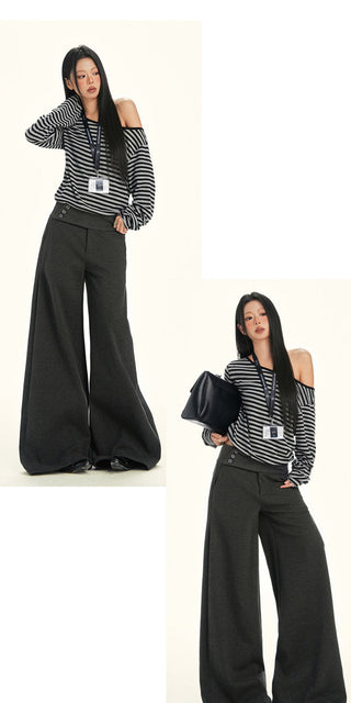 gray wool wide pants