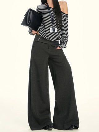 gray wool wide pants