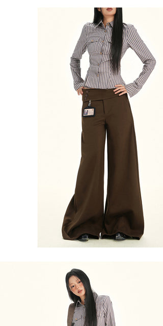 gray wool wide pants