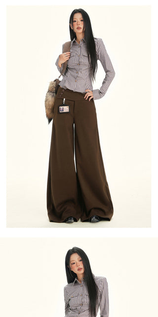 gray wool wide pants
