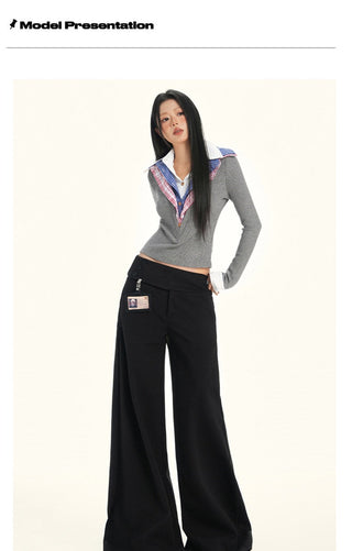 gray wool wide pants