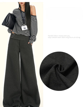 gray wool wide pants