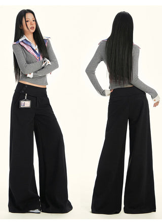 gray wool wide pants