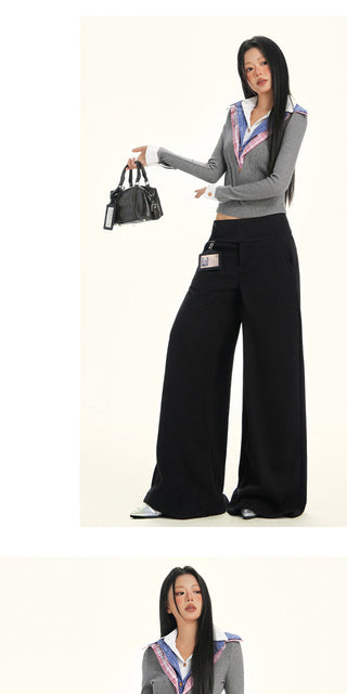 gray wool wide pants