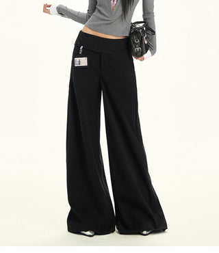 gray wool wide pants
