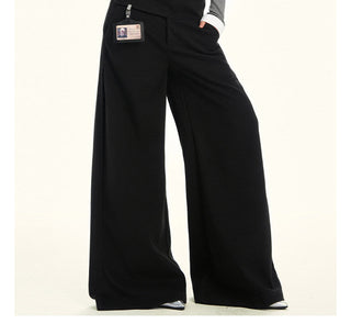 gray wool wide pants