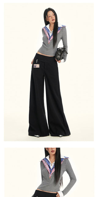 gray wool wide pants