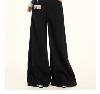 gray wool wide pants