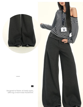 gray wool wide pants