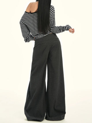 gray wool wide pants
