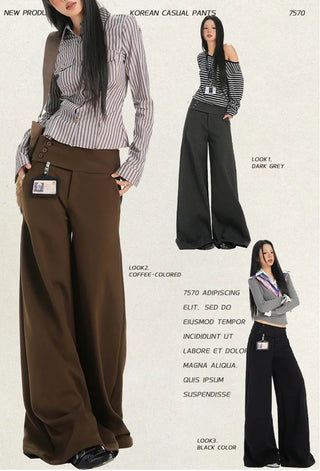 gray wool wide pants