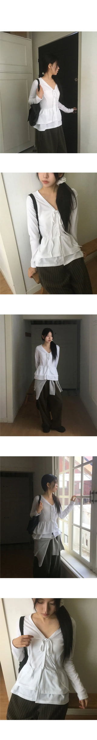 Shalu Frill Layered Button Strap Cardigan