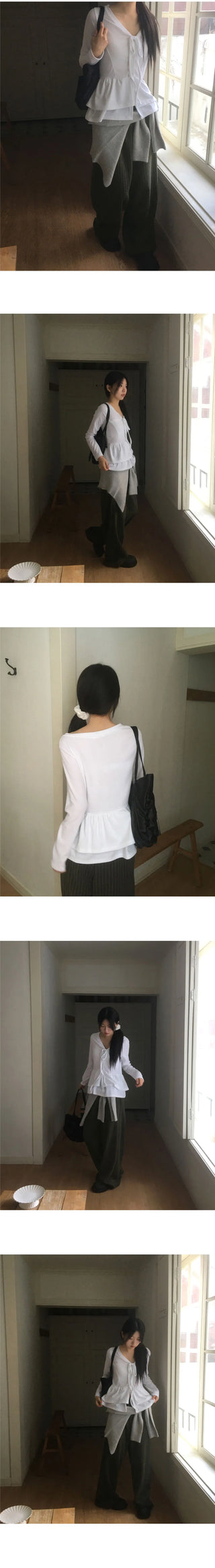 Shalu Frill Layered Button Strap Cardigan